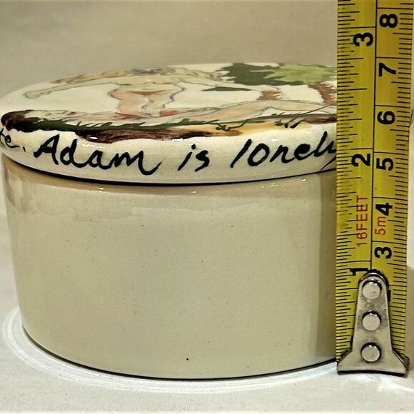 Vintage DeForest Hand Painted Adam and Eve Trinket Box Signed Dated 2003 - Picture 3 of 10